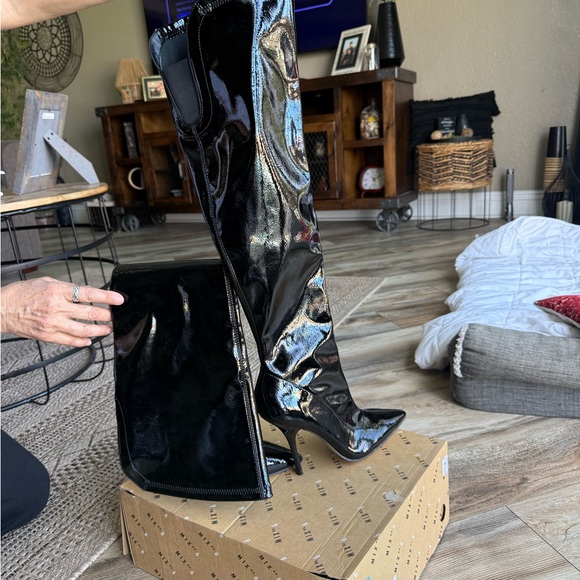 Mix No. 6 Shoes - Mix No. 6 Shiny Black Heeled Boots